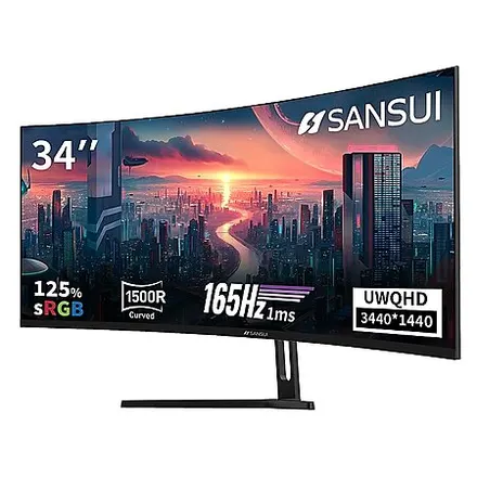 34" Sansui WQHD 165Hz LED FreeSync Curved Gaming Monitor