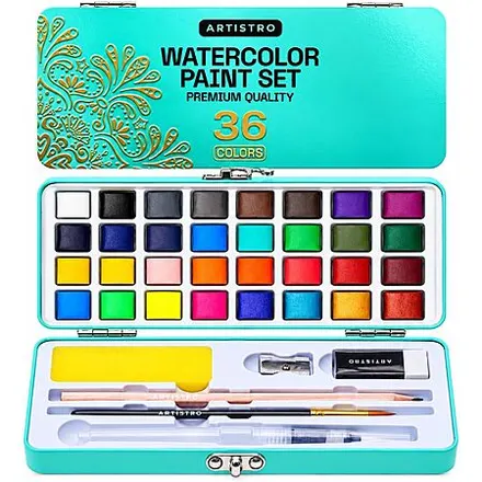 36-Color ARTISTRO Watercolor Paint Set w/ Brush Pens