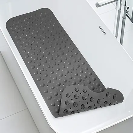 39.5" x 16" WarmSnow TPE Non-Slip Bathtub Mat (Dark Gray)