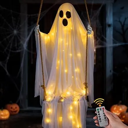 4.8' TAINAT Hanging Swing Ghost Outdoor Halloween Decoration