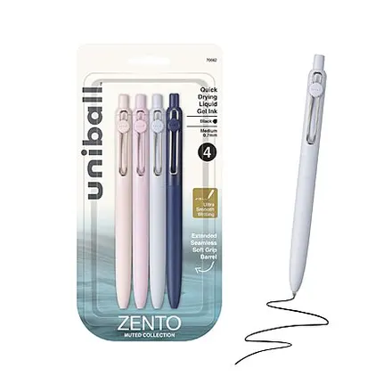 4-Ct uniball Zento Gel Pens (0.7mm Medium Point, Black Ink)