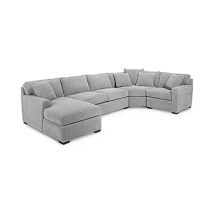 4-Pc Macy's Radley Fabric Chaise Sectional Sofa w/ Wedge Piece (various colors)