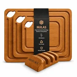 4-Piece Bamboo Wood Cutting Board Set
