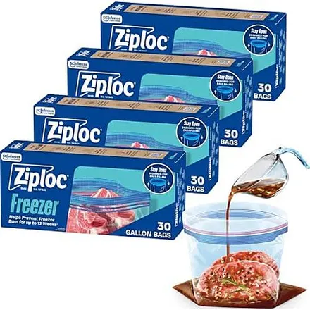 4-Pk 30-Ct Ziploc Gallon Freezer Bags