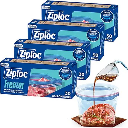 4-Pk 30-Ct Ziploc Gallon Freezer Bags