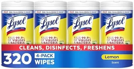 4-Pk 80-Ct Lysol Disinfectant Wipes (Lemon & Lime Blossom)