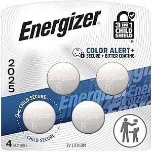 4-Pk Energizer 3V Lithium Coin 2025 Batteries w/ 3-in-1 Child Shield