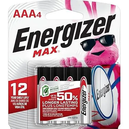 4-Pk Energizer MAX AAA Alkaline Batteries