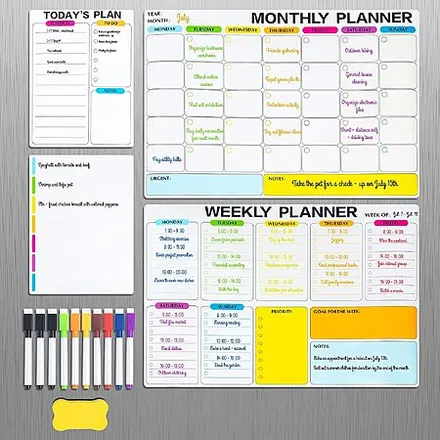 4-Pk M&G 16.5" x 12" Magnetic Dry Erase Whiteboard Calendar Set for Fridge