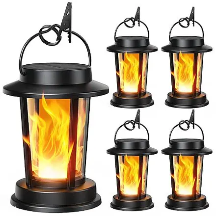 4-Pk TuyLuxe Solar Flickering Flame Outdoor Hanging Lanterns
