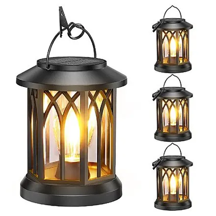 4-Pk WdtPro Solar Hanging Lantern Outdoor Lights