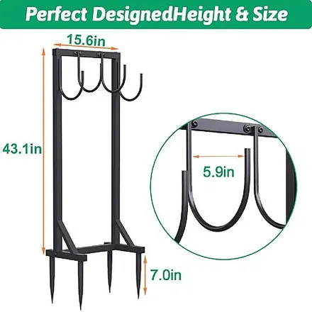 43" COZEER Freestanding Metal Garden Hose Holder Stand (Black)