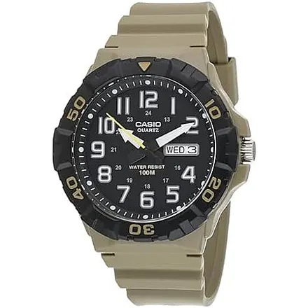 44mm Casio MRW200H Men's Analog Watch (Beige/Black)