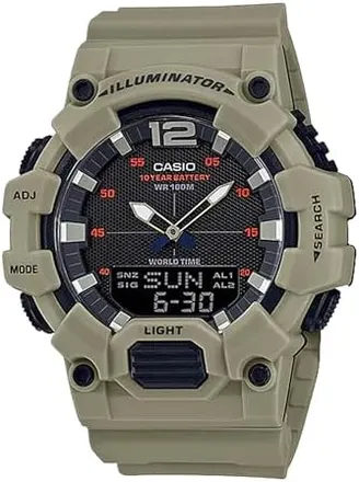 48mm Casio Men's Classic Analog Digital Display Quartz Watch w/ Black Dial (Tan)