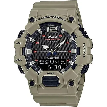 48mm Casio Men's Classic Analog Digital Display Quartz Watch w/ Black Dial (Tan)