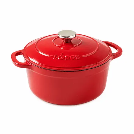 5.5-Qt Lodge Enameled Cast Iron Dutch Oven (Red or Blue)
