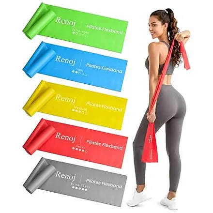 5-Pk Renoj Latex-Free TPE Pilates Resistance Bands Set (various)