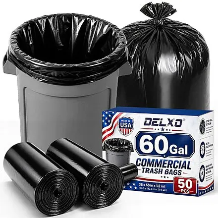 50-Ct 60-Gallon Delxo Heavy Duty Trash Bags (38” x 56”)