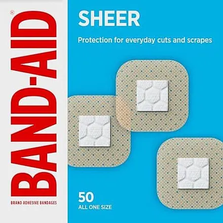 50-Ct BAND-AID Brand Sheer Spots Small Square Bandages