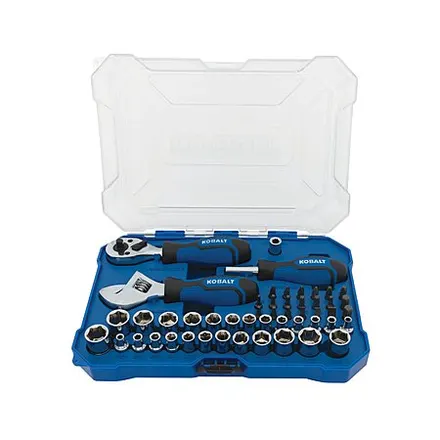 50-Pc Kobalt Stubby Standard (SAE) & Metric Mechanics Tool Set w/ Hard Case