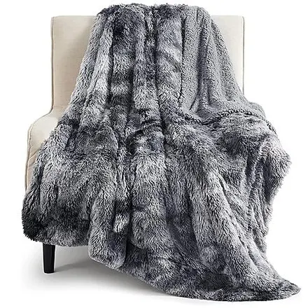 50"x60" Bedsure Faux Fur Sherpa Throw Blanket (Tie Dye Grey)