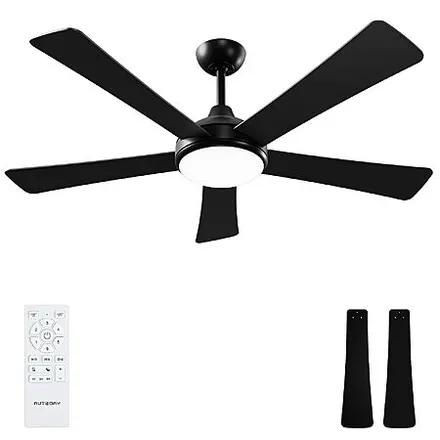 52" Autoday Ceiling Fan w/ Dimmable LED Light & Remote (Black)
