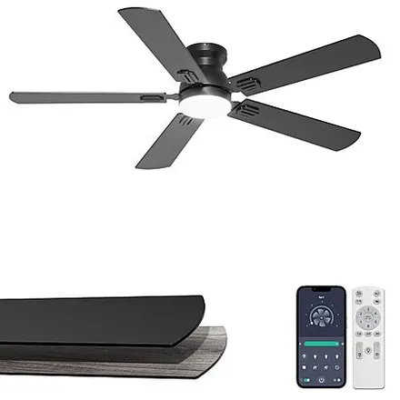 52" Phylluz Flush Mount Ceiling Fan w/ Dimmable LED Light