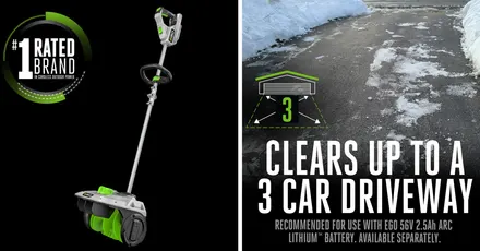 56V 12-inch Cordless Electric Snow Shovel kit with a 2.5Ah battery