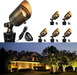 5W Brass Outdoor Landscape Spotlights 6-Pack