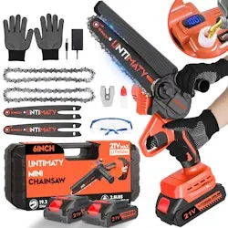 6" 21V Cordless Electric Mini Chainsaw with 2 Batteries & 2 Chains