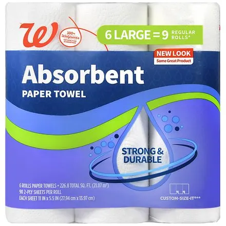 6-Ct Walgreens Absorbent Paper Towels or 9-Ct Walgreens Soft Bath Tissue