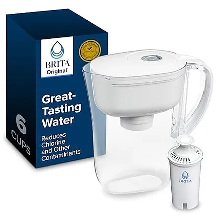 6-Cup Brita Water Filter Pitcher w/ 1 Standard Filter (White)