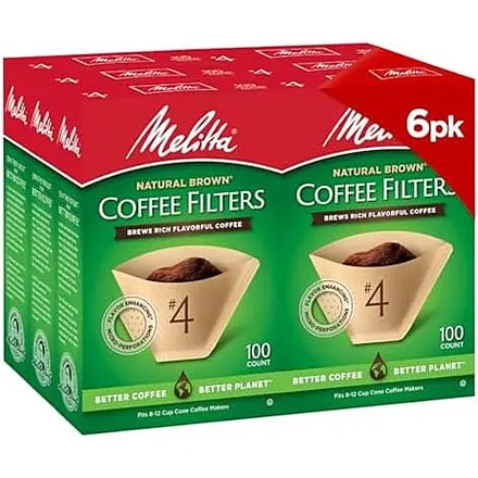 6-Pk 100-Ct Melitta #4 Microfine Perforation Coffee Filter (Natural Brown Cone)
