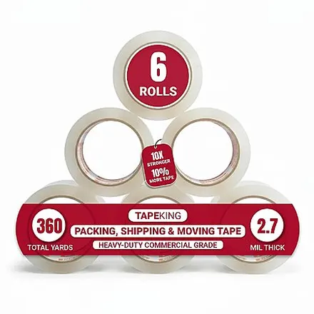 6-Pk 60 Yard x 2" Tape King Heavy Duty Clear Packing Tape Roll