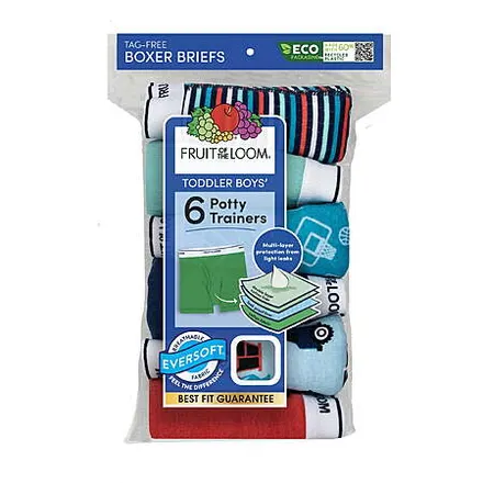 6-Pk Fruit of the Loom Toddler Boy Potty Trainer Brief Underwear (Assorted)