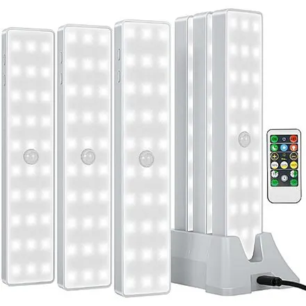 6-Pk Racokky Motion Sensor Under Cabinet Lights w/ Remote & Charging Station