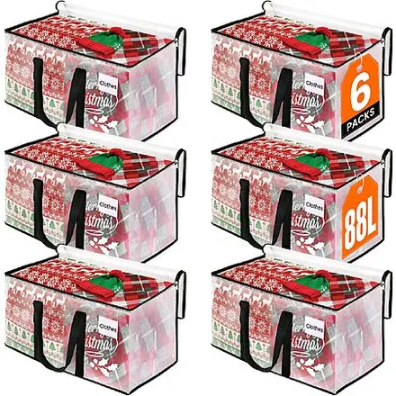 6-Pk RoomHacks 88L Water-Resistant Foldable Storage Moving Bags w/ Dual Zippers