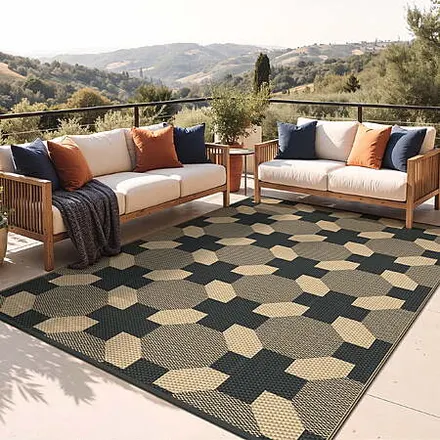 6' x 9' KUETH Plastic Straw Foldable Outdoor Rug (2 Colors)