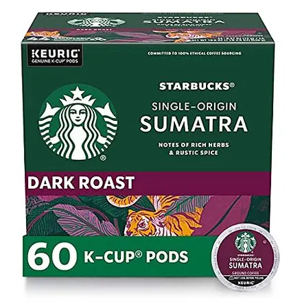 60-Ct Starbucks K-Cup Coffee Pods (Dark Roast, Sumatra)