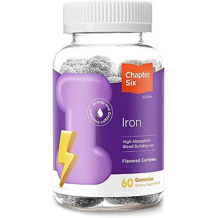 60-Ct Zahler Chapter Six 10mg Iron Gummies Dietary Supplement (Grape)