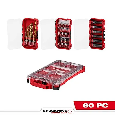 60-Pc Milwaukee SHOCKWAVE Impact Duty Screw Driver Bit Set w/ PACKOUT Case