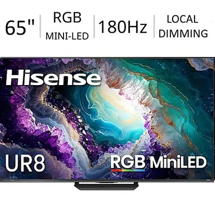 65" Hisense UR8 RGB MiniLED 4K 180Hz HDR Google TV (2026)