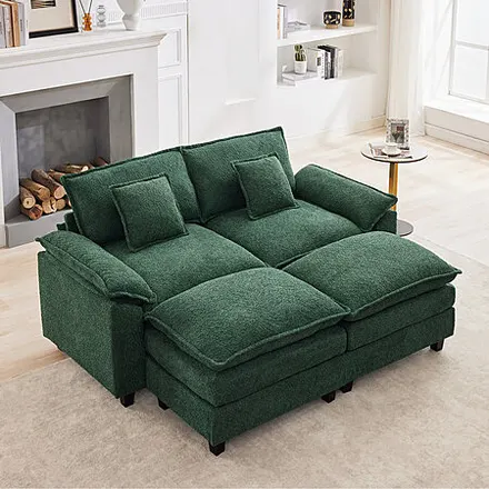 68" Ebern Designs Chenille Fabric Loveseat Sofa (Green)