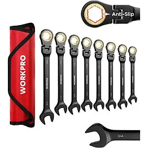 8-Pc WORKPRO SAE Flex Head Ratcheting Combination Wrench Set