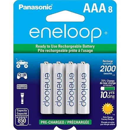 8-Pk Panasonic eneloop AAA Rechargeable 800mAh Ni-MH Batteries