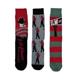 A Nightmare on Elm Street Men's Freddy Krueger Crew Socks 3-Pack