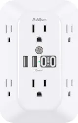 Addtam 6-Outlet Surge Protector w/ 4 USB Ports