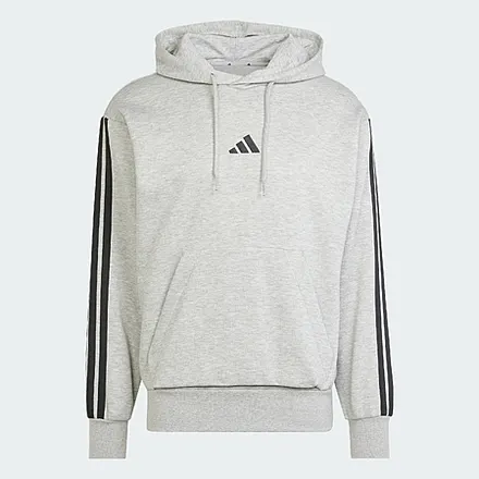 adidas Men's Essentials 3-Stripes Fleece Hoodie (Medium Grey Heather/Black)