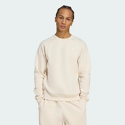 adidas Men's Trefoil Essentials Crew Sweatshirt (S or M, Wonder White/White)