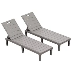 Arlmont & Co. Outdoor Chaise Lounge Chairs w/ Adjustable Backrest, Set of 2